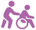 Icon of a person pushing someone else in a wheelchair