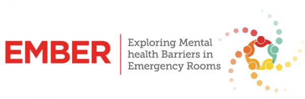 Logo featuring the word EMBER with a line and with the text Exploring Mental health Barriers in Emergency Rooms